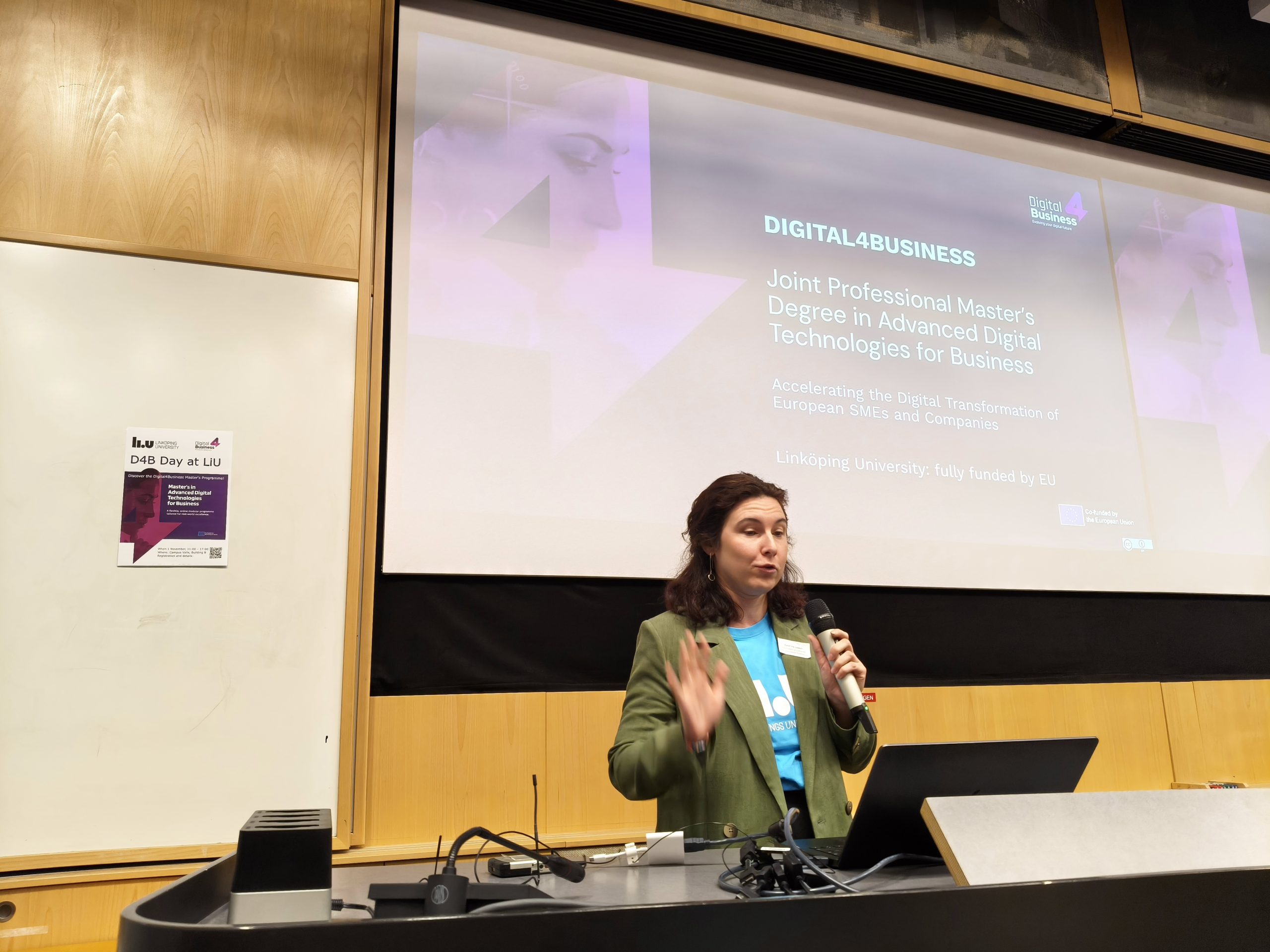 Katerina Linden presenting the Digital4Business Master’s Programme at LiU